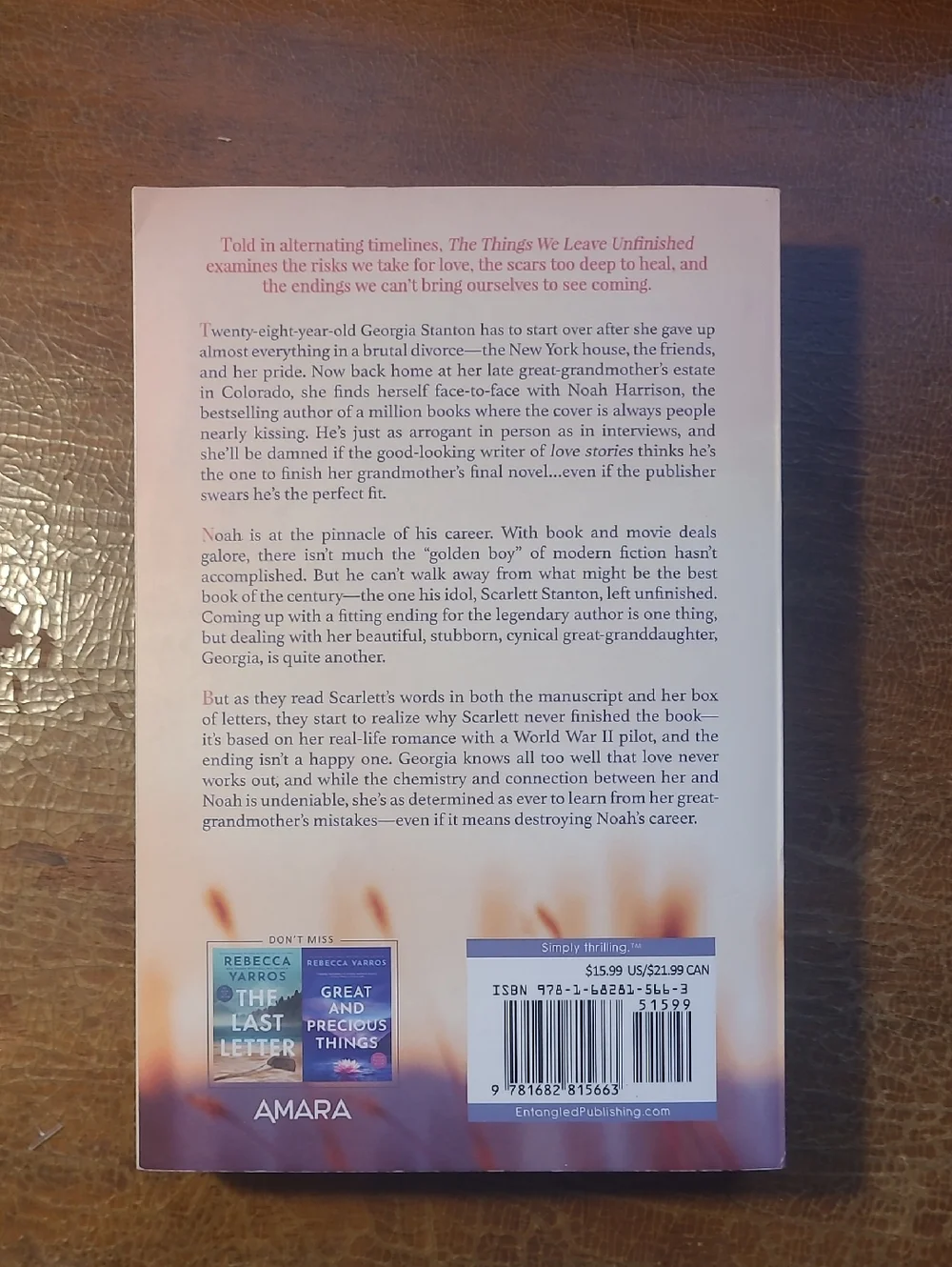 The Things We Leave Unfinished by Rebecca Yarros - Paperback - Picture 2 of 6